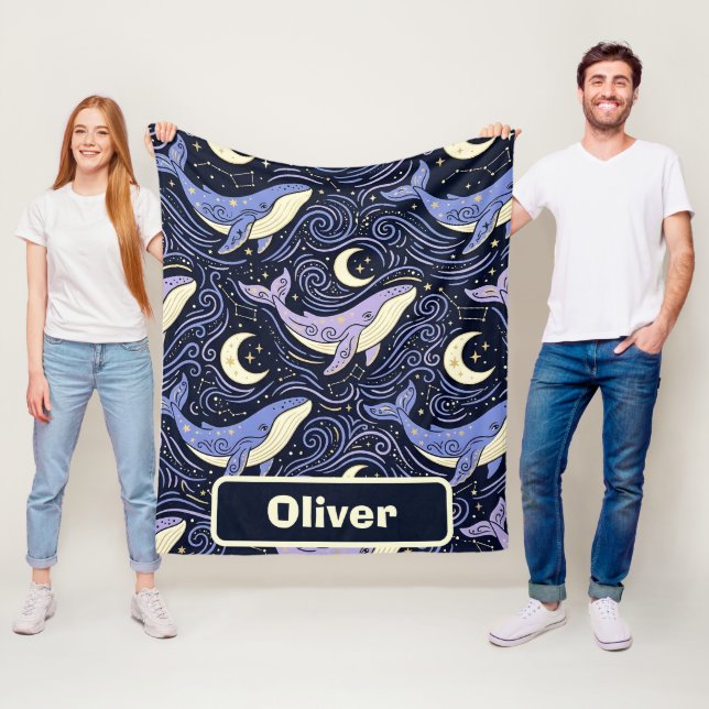Himmelswal mit mystischem Mond und Sternen Fleecedecke (Beispiel)