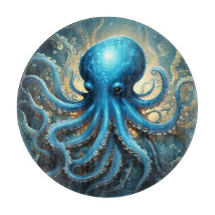 Himmelswellen: Das blaue Octopus-Fraktal Kunst Schneidebrett