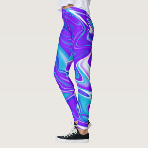 Himmelswellen: Der blaue weiße und violette Marmor Leggings