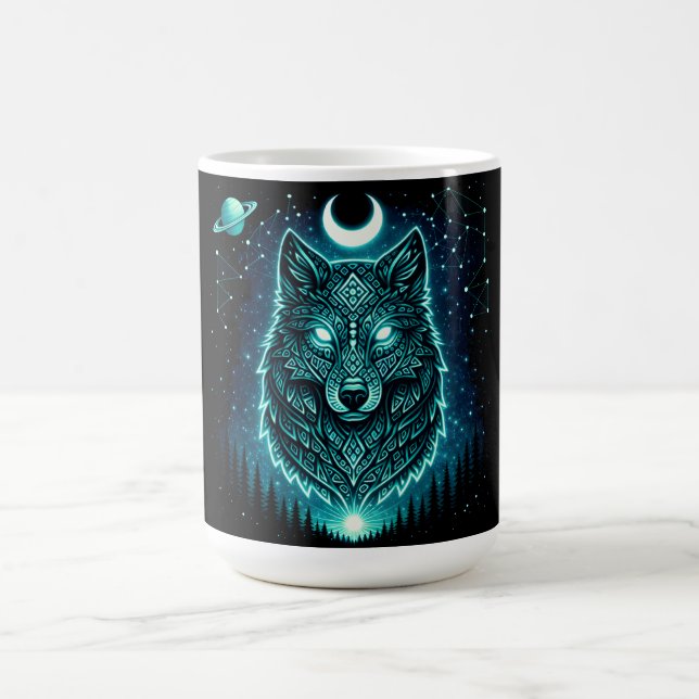 Himmelswolf – Kosmisches Heulen Wildlife Galaxie Kaffeetasse (Mittel)