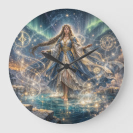Himmelszauberin Fantasy-Uhr – Mystisches Blau Große Wanduhr