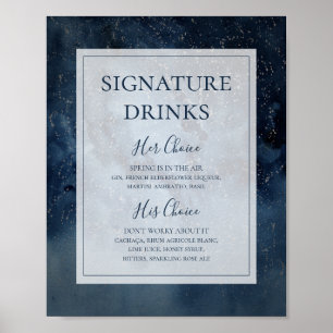 Himmelszelt mit Rahmensignatur-Drinks-Schild Poster