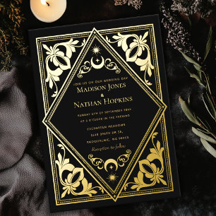 Himmliches Art Nouveau Tarot Gothic Hochzeitsdesig Folieneinladung