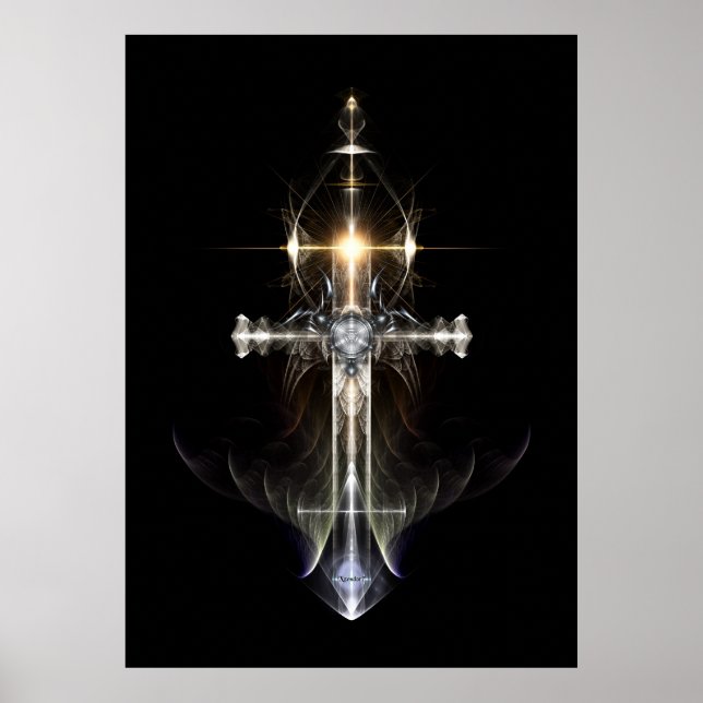 Himmlisch Angel Wing Cross Fraktal Art NWGBL Poster (Vorne)