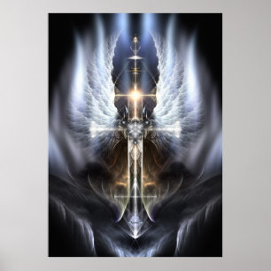 Himmlisch Angel Wing Cross Fraktal Art Poster ORG