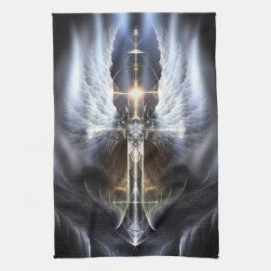 Himmlisch Angel Wing Cross Fraktal Küchentuch