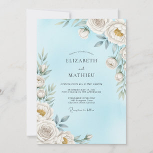 Himmlisch blaue, ätherische Blütenhochzeit Einladung