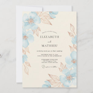 Himmlisch blaue malerische Hochzeit Einladung