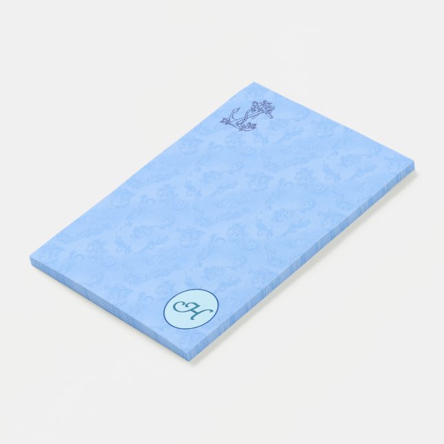 Himmlisch-blaue Monogramm (A-Z) Nachhinweise Post-it Klebezettel (angewinkelt)