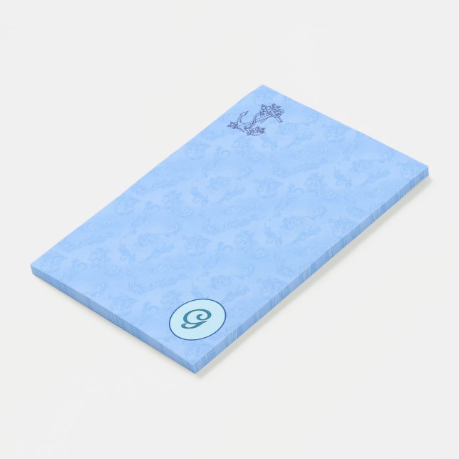 Himmlisch-blaue Monogramm (A-Z) Nachhinweise Post-it Klebezettel (angewinkelt)