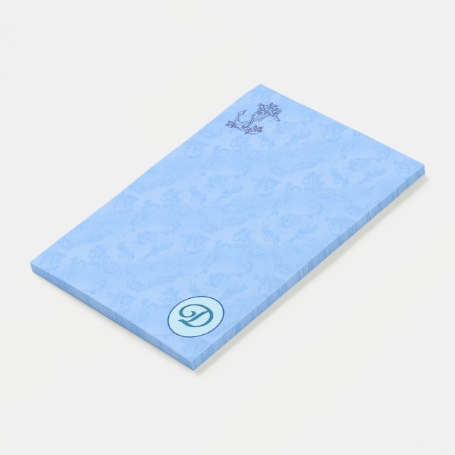 Himmlisch-blaue Monogramm (A-Z) Nachhinweise Post-it Klebezettel (angewinkelt)