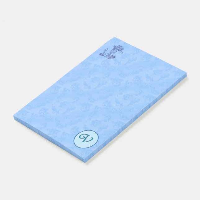 Himmlisch-blaue Monogramm (A-Z) Nachhinweise Post-it Klebezettel (angewinkelt)