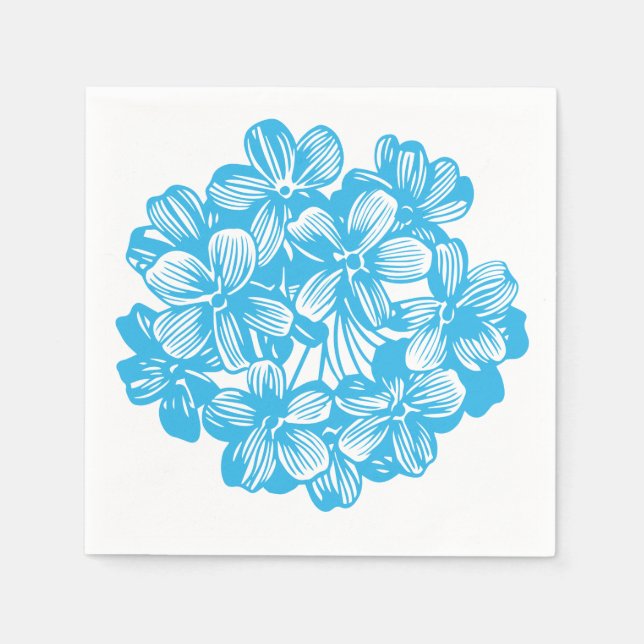 Himmlisch Blauer botanischer Hydrangea Blume Blüte Serviette (Vorderseite)