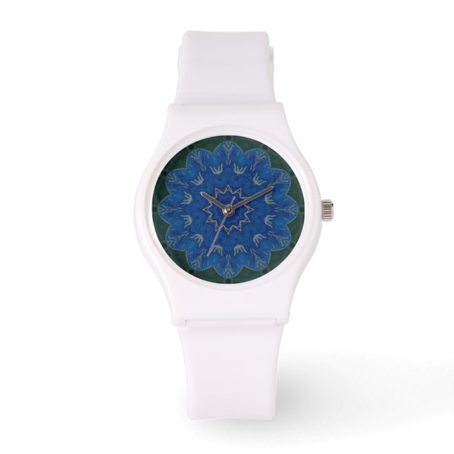 Himmlisch Blue Blume Mandala Watch sportlich Armbanduhr (Vorderseite)