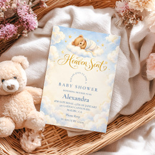 Himmlisch gesandter schlafender Teddy-Babyshower Einladung