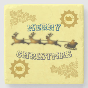 Himmlisch Golden Santa Claus Frohe Weihnachten Steinuntersetzer