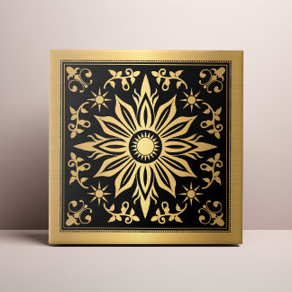 Himmlisch Gothic Schwarz und Gold Solar Fliese