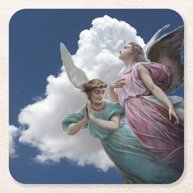 Himmlisch Guardian Angels Rechteckiger Pappuntersetzer (Vorderseite)