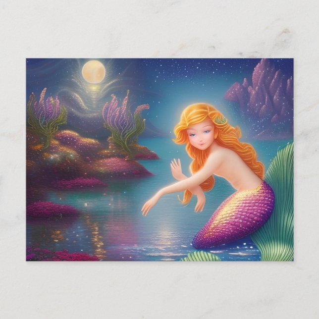 Himmlisch Little Mermaid Galaxy Portrait Postkarte (Vorderseite)