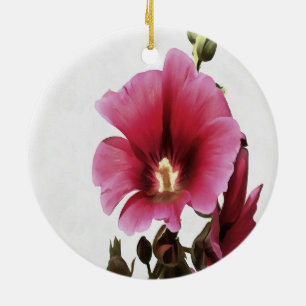 Himmlisch Pink Hollyhock Malva Blume Floral Keramikornament