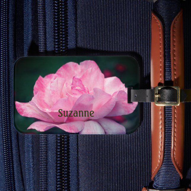 Himmlisch Rosa Rose Blume Personalisiert Gepäckanhänger (Vorderseite Insitu 4)