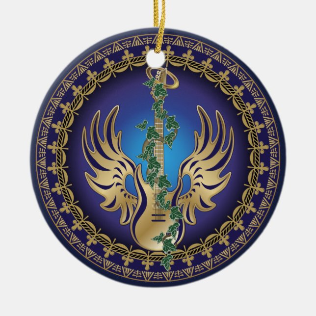Himmlisch Winged Guitar Keramik Ornament (Vorne)