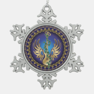 Himmlisch Winged Guitar Schneeflocken Zinn-Ornament