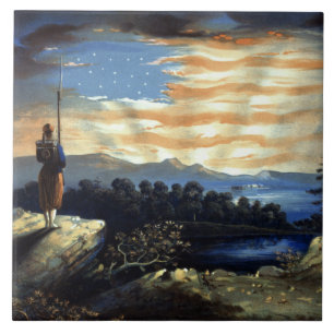 Himmlische amerikanische Flagge am Himmel, Zouave  Fliese
