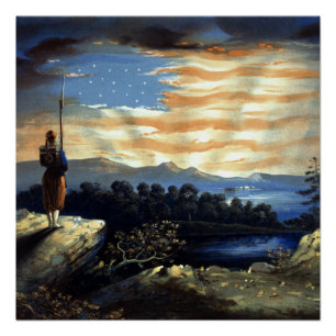 Himmlische amerikanische Flagge am Himmel, Zouave  Poster