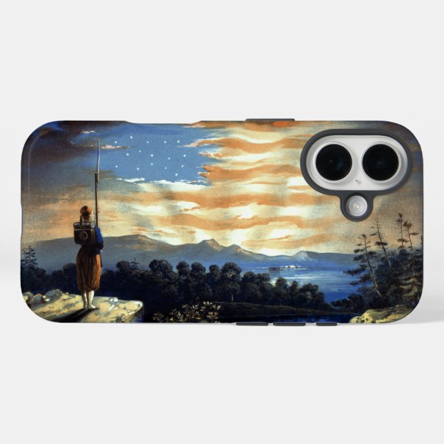 Himmlische amerikanische Flagge in Sky, Zouave Ziv Case-Mate iPhone Hülle (Rückseite (Horizontal))
