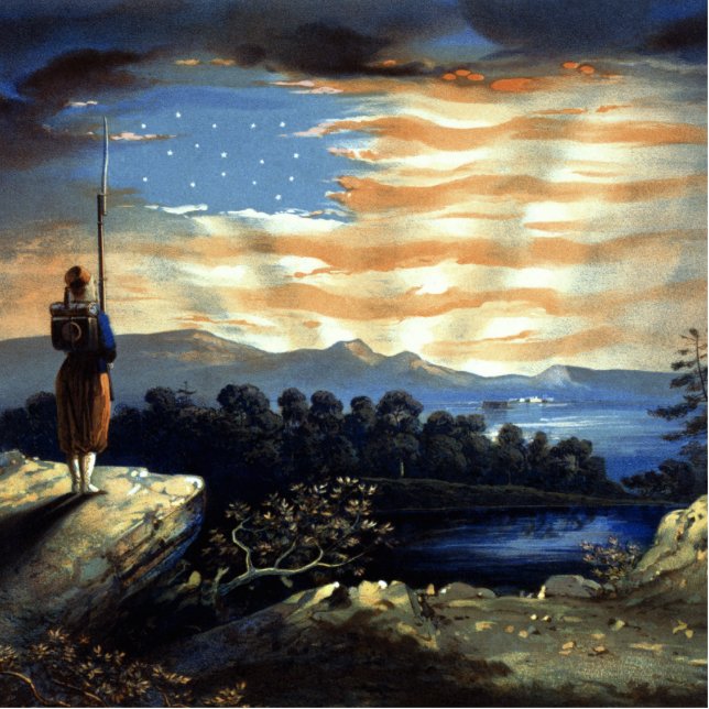 Himmlische amerikanische Flagge in Sky, Zouave Ziv Fotoskulptur Magnet (Vorne)