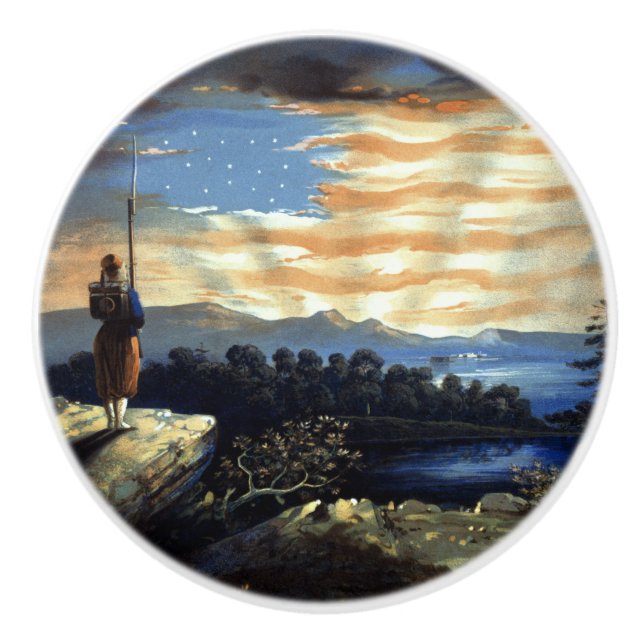 Himmlische amerikanische Flagge in Sky, Zouave Ziv Keramikknauf (Vorderseite)