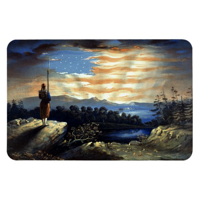 Himmlische amerikanische Flagge in Sky, Zouave Ziv Magnet (Horizontal)