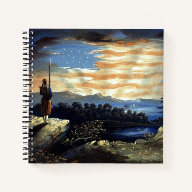 Himmlische amerikanische Flagge in Sky, Zouave Ziv Notizbuch (Vorderseite)
