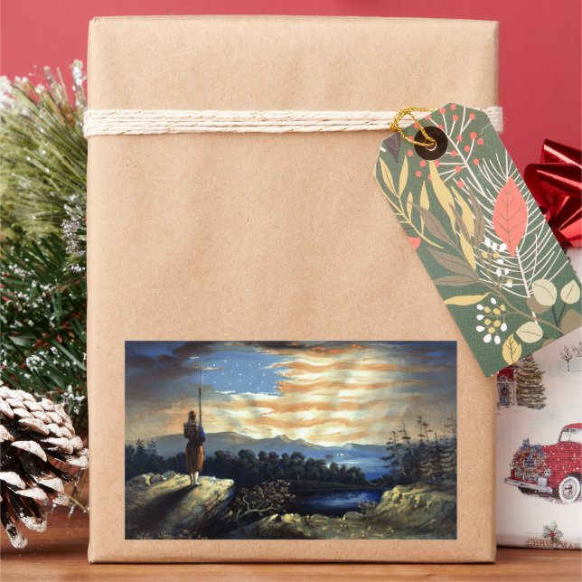 Himmlische amerikanische Flagge in Sky, Zouave Ziv Rechteckiger Aufkleber (Feiertag)