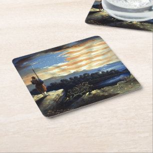 Himmlische amerikanische Flagge in Sky, Zouave Ziv Rechteckiger Pappuntersetzer