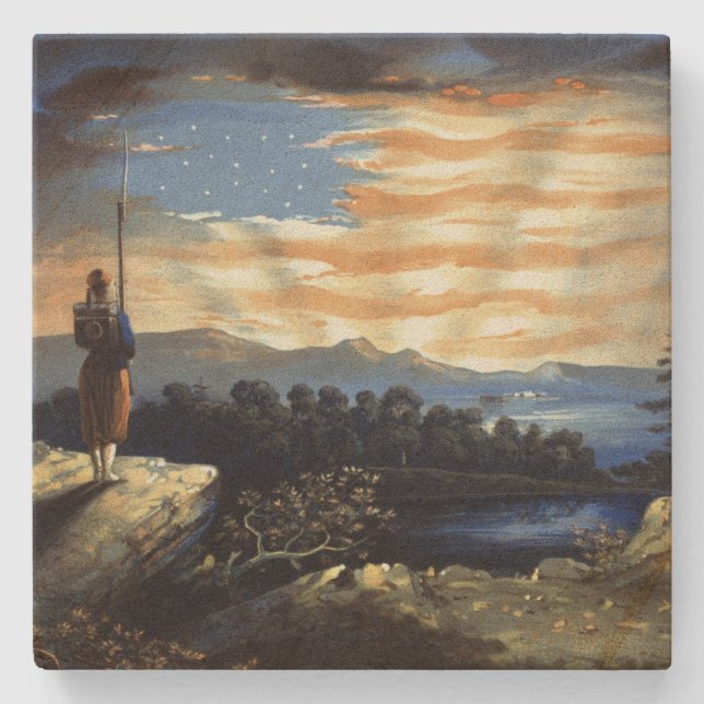 Himmlische amerikanische Flagge in Sky, Zouave Ziv Steinuntersetzer (Vorderseite)