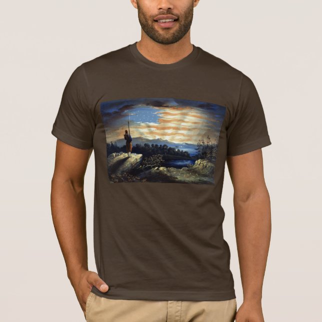 Himmlische amerikanische Flagge in Sky, Zouave Ziv T-Shirt (Vorderseite)