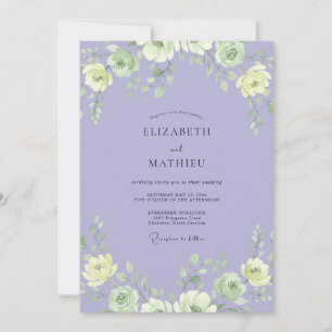 Himmlische Amethyst-Ranunculus-Blumen-Hochzeit Einladung