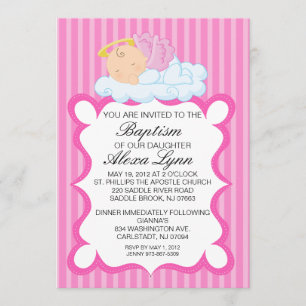 Himmlische Angel Girls Taufe Einladung