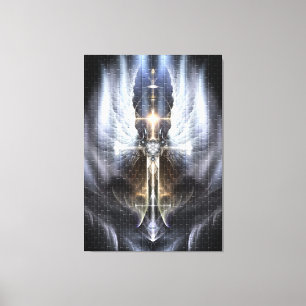 Himmlische Angel Wing Cross Canvas Druckfolie Leinwanddruck