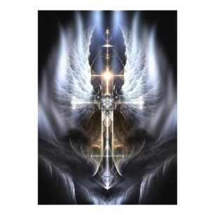 Himmlische Angel Wing Cross Fraktal Art Kompositio Fotodruck
