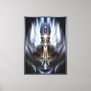 Himmlische Angel Wing Cross Fraktal Art Kompositio Leinwanddruck