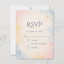 Himmlische Aquarell-Sterne Hochzeits-RSVP