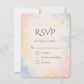Himmlische Aquarell-Sterne Hochzeits-RSVP Einladung