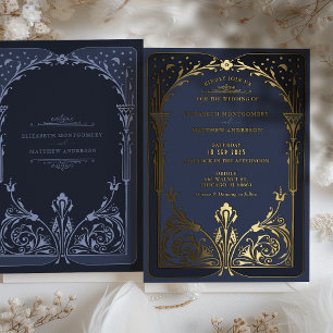 Himmlische Blaue Gold-Geschichtenbuch viktorianisc Folieneinladung