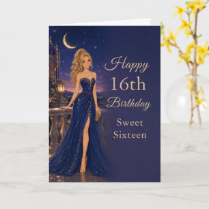 Himmlische blaue Sweet-Sixteen-Geburtstagskarte Karte