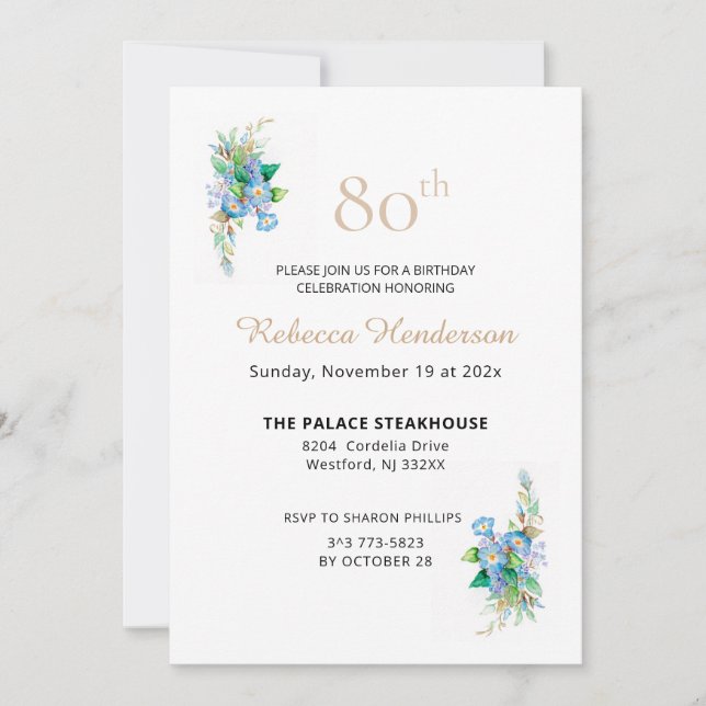 Himmlische Blues Einladung (Vorderseite)