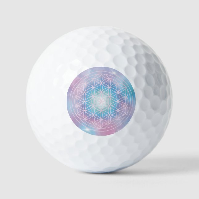 Himmlische Blüte – Heilige Geometrie Golfball (Vorderseite)