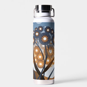 Himmlische Blüten: Surrealer Oranger und blauer Bl Trinkflasche